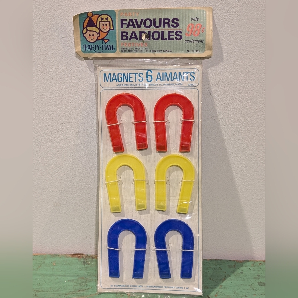 Vintage 1960's-70's Party Time Magnets - Party Favours Nos - Neat!